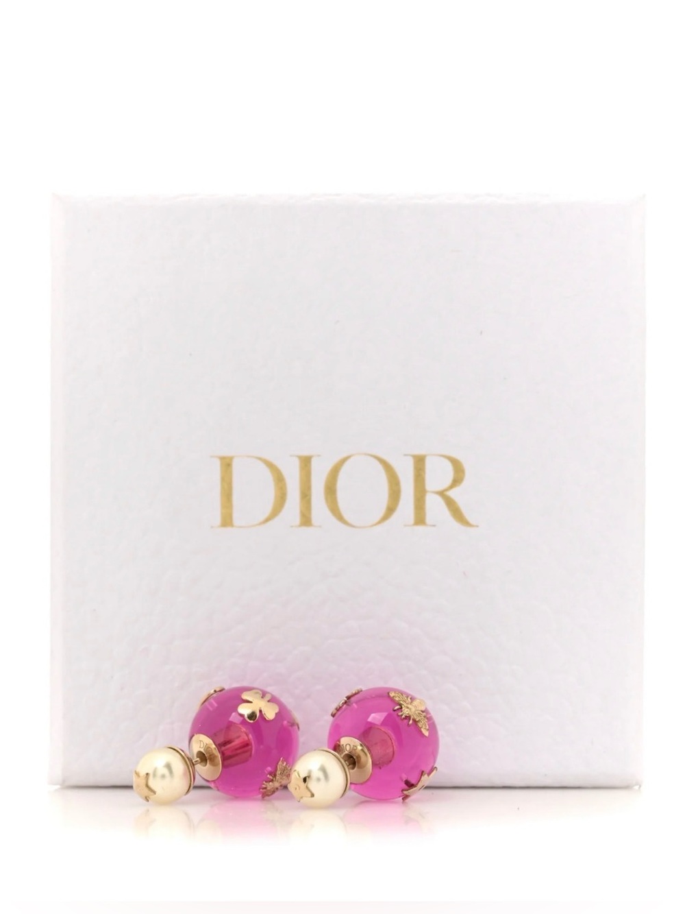 Dior Tribales Earrings Gold Rani Pink Plexiglass • Unworn • Box & Dust Bag
